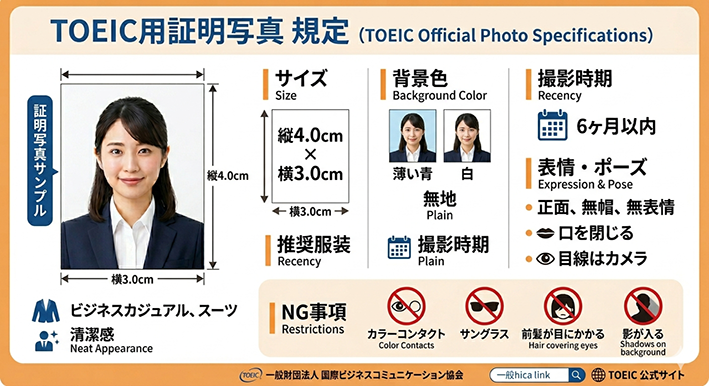 TOEIC証明写真規定